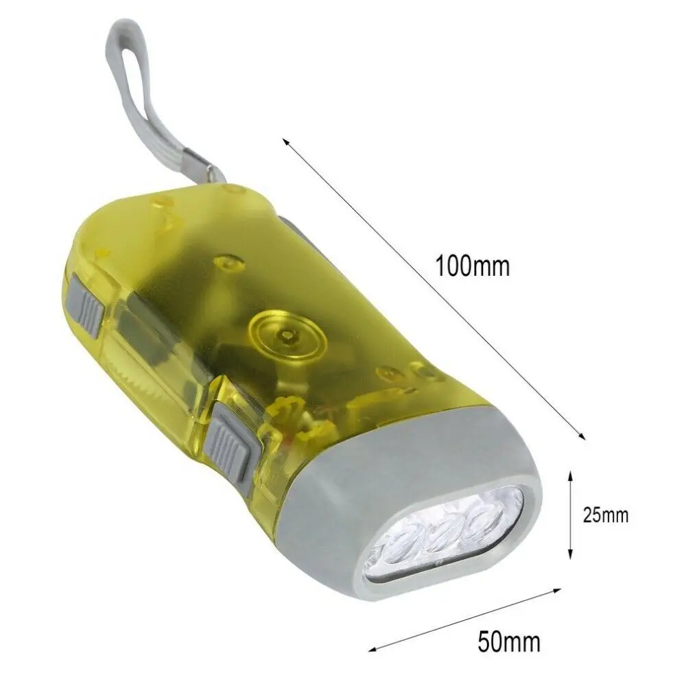 3 LED Hand Pressing Dynamo Crank Power Wind Up Flashlight No Battery Torch Camping Lamp Light Emergency Survival  Accessories