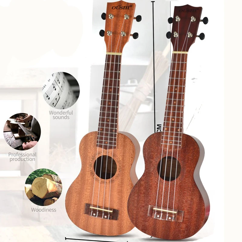 21 Inch Ukulele Soprano Beginner Ukulele Guitar Ukulele Mahogany Neck Delicate Tuning Peg 4 Strings Wood Ukulele