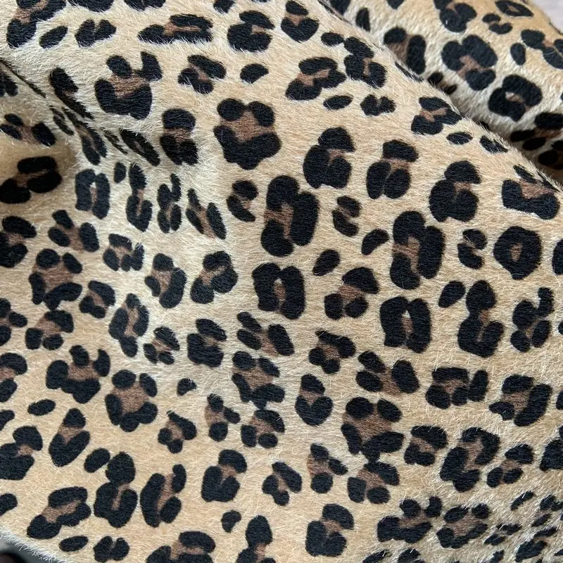 Synthetic Pu Oxford Base Faux Horse Hair Leopard Print Fabric Materials