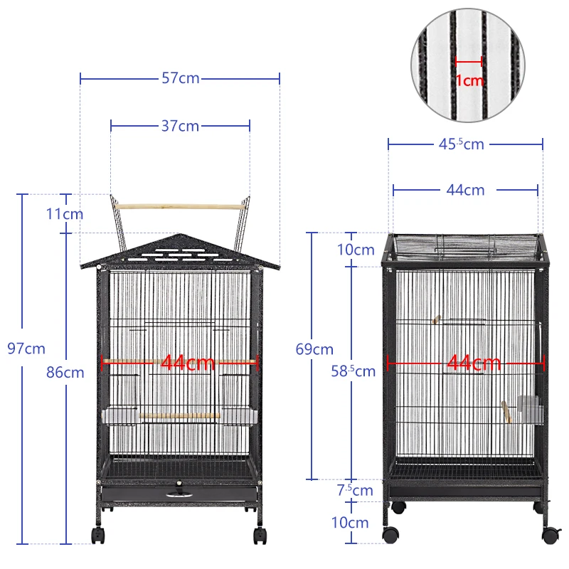 New Large Parrot Bird Cage Play Top Pet Metal Cockatiel Macaw Cockatoo Crate House Bird Supplies use for indoor