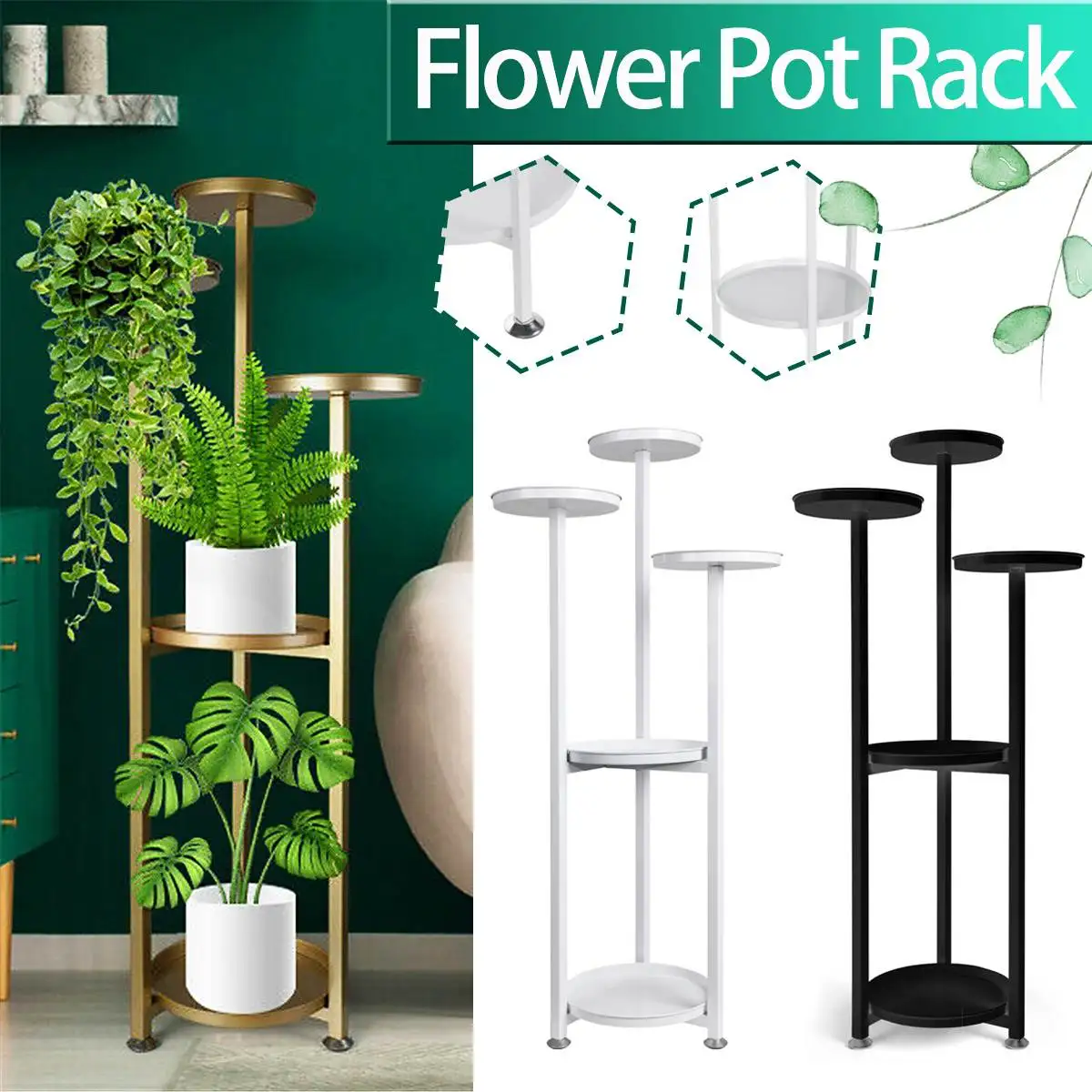 5 Tiers Plant Stand Flower Holders Living Room Display Shelf Furniture Balcony Decoration Flower Stand with Floor Protection Mat