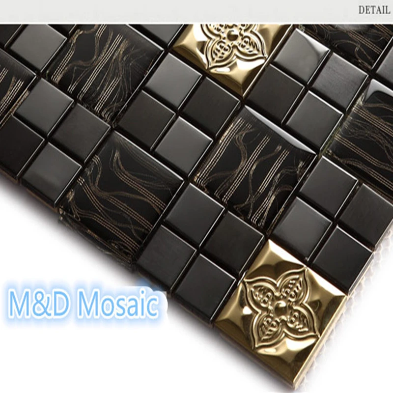 Black Metal Crystal Glass Mosaic Tile MD-BCS01 Wall tile kitchen backsplash ceiling tile