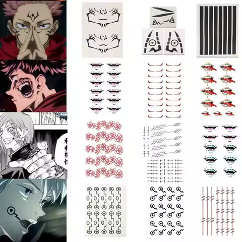 Anime Jujutsu Kaisen Cosplay Yuji Nobara Sukuna Tattoo Stickers Face Hand Waterproof Fake Tattoos Halloween Accessories