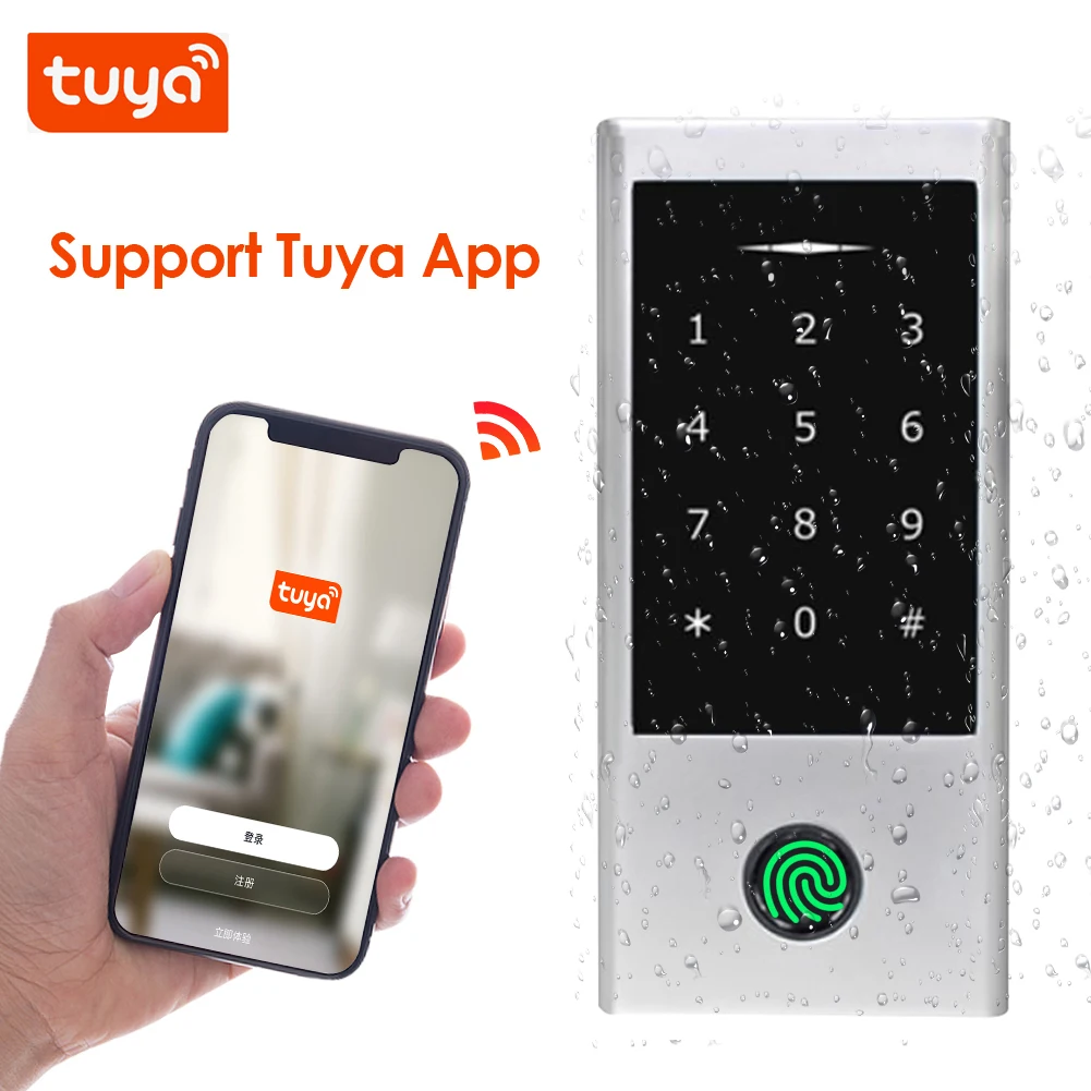 Tuya APP Bluetooth Door Lock IP68 Waterproof Fingerprint Access Control Standalone Keypad 125Khz RFID Card Door Entry