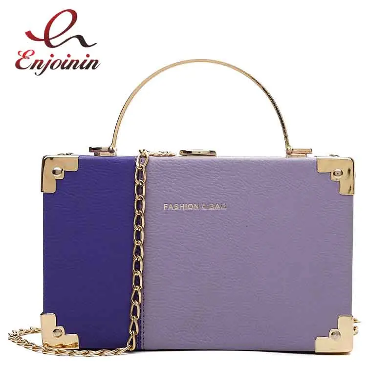 Fashionable Metal Handle Box Design Ladies Party Clutch Bag Purses and Handbags Women Shoulder Chain Bag Totes Designer Bag