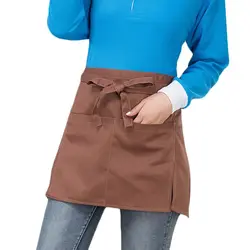 Men Women Kitchen Restaurant Waist Apron Solid Color Half Short Apron Adjusted With Pockets Pen for Server Waiter Dropshipping