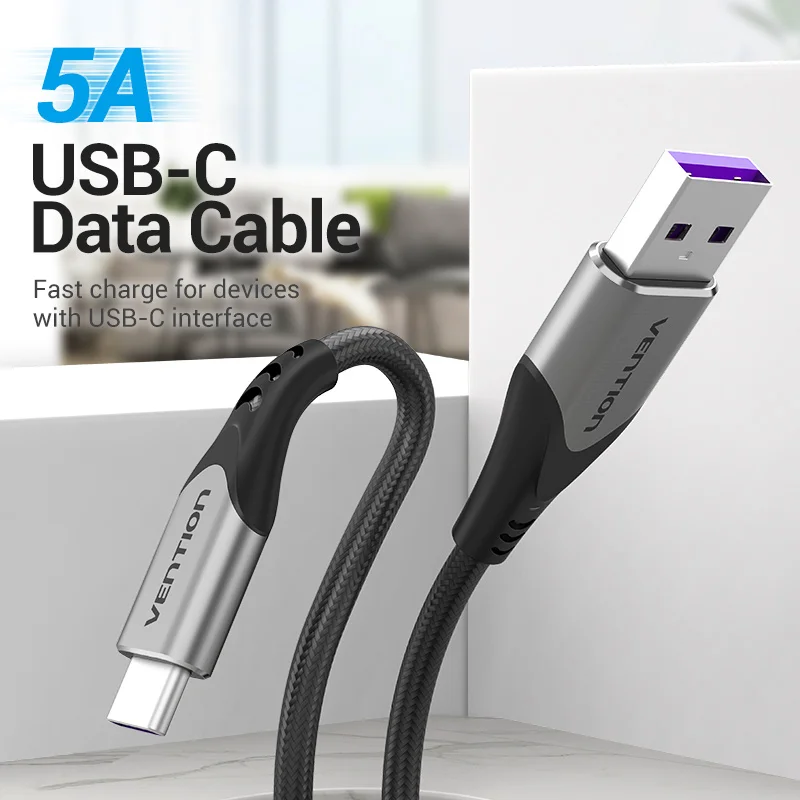 Vention 5A typ C kabel do Huawei Mate 30 20 P30 P20 Xiaomi Samsung USB C szybki kabel ładujący telefon komórkowy USB type-c kable 3A