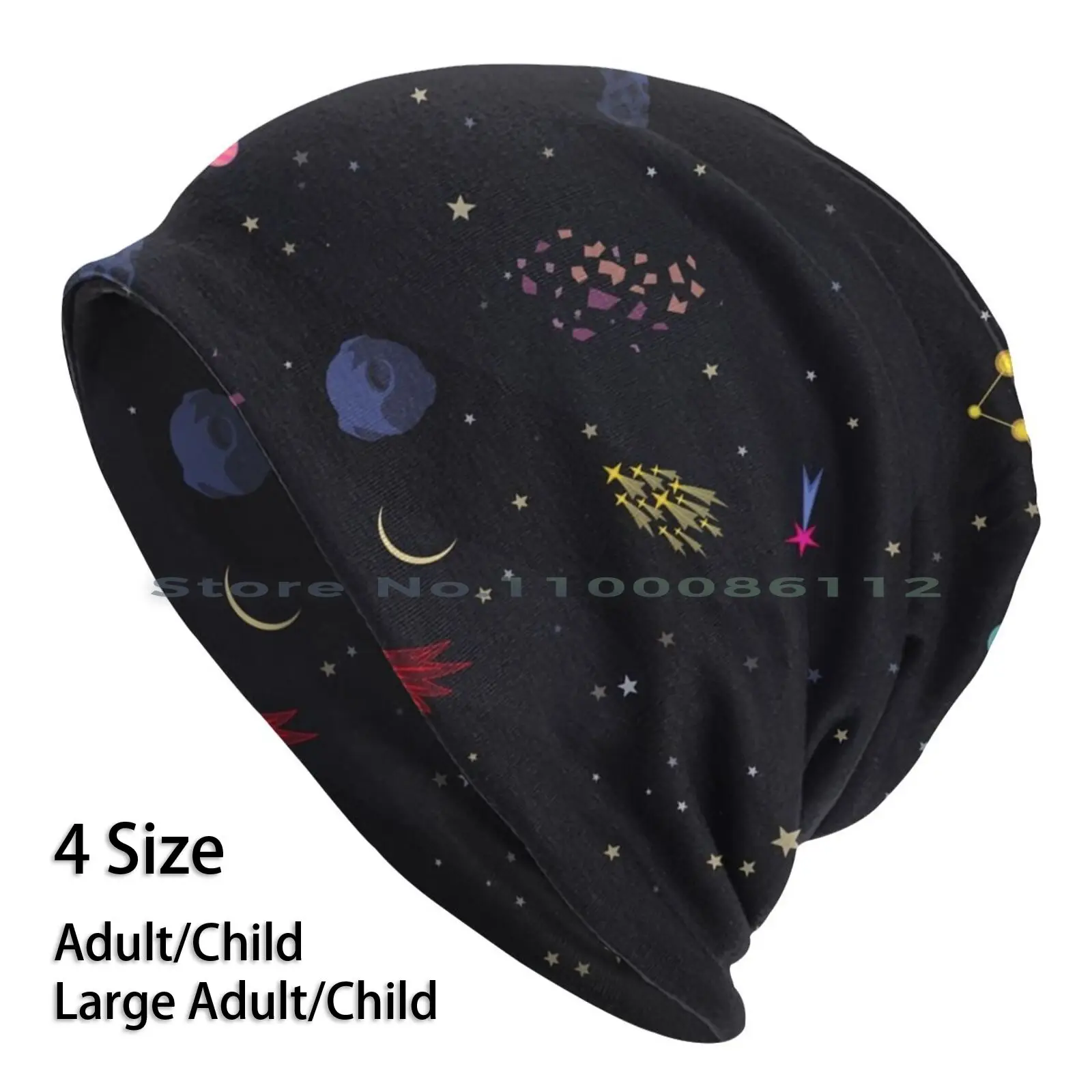 Night Galaxy Beanies Knit Hat Night Galaxy Space Universe Moon Stars Commit Planets Nebulae Night Sky Brimless Knitted Hat