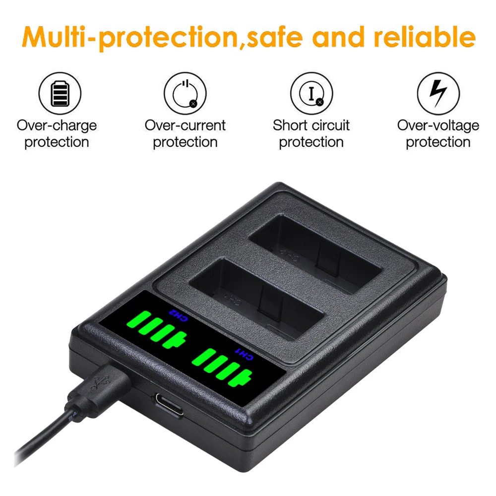 Двойное зарядное устройство USB Type-C для Canon EOS 200D M3 M6 750D 760D T6i T6s 800D 8000D Kiss X8i