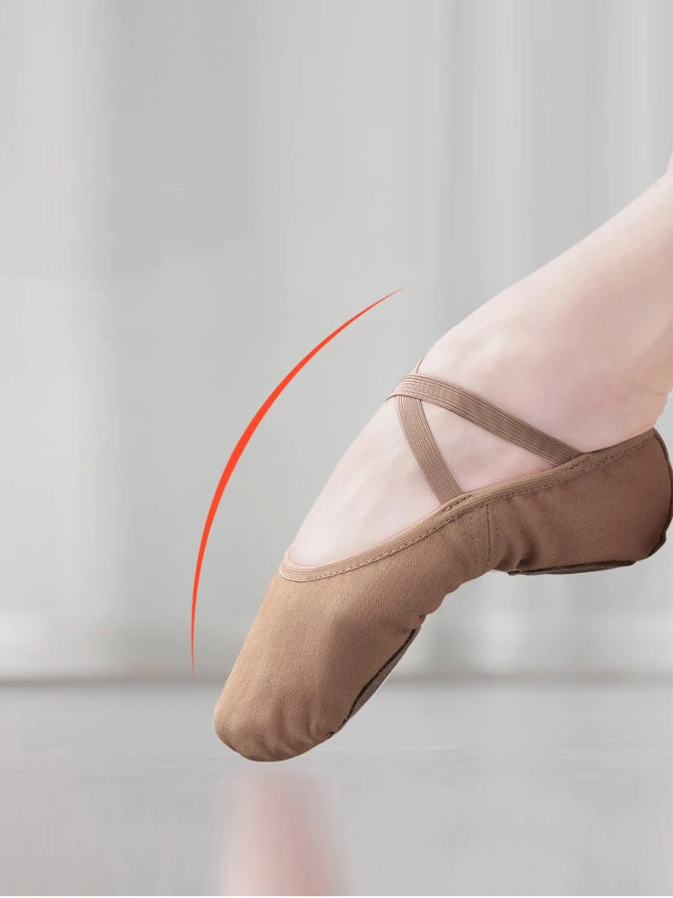 Zapatos de Ballet para niños y adultos, zapatillas de Ballet con suela dividida de tela elástica, zapatos de baile cómodos para chica, gimnasio y yoga, color rosa y negro