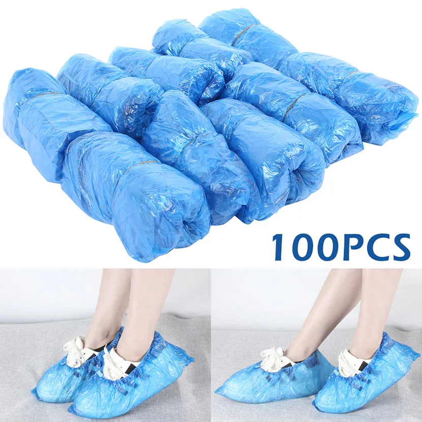 Hot sale blue plastic disposable foot cover outdoor waterproof and moisture-proof dustproof shoe cover thick and wear-resistant