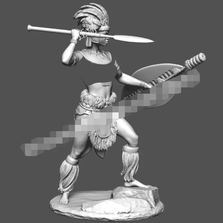 1/24 75mm Resin Model figure GK Worlds Of Fantasy: Zulu woman warrior Fantasy theme Unassembled and unpainted kit