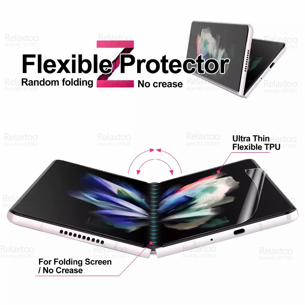 4in1 For Samsung Galaxy Z Fold3 Hydrogel Protective Film Sumsung Z Fold 4 5 ZFold3 Camera Back Front Screen Protector Not Glass