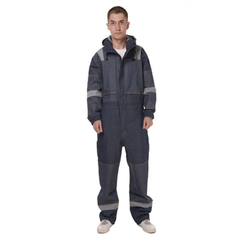 Siamese overalls men\'s thick reflective anti-static wear-resistant dust-proof clothing welding suit workshop jumpsuit coveralls