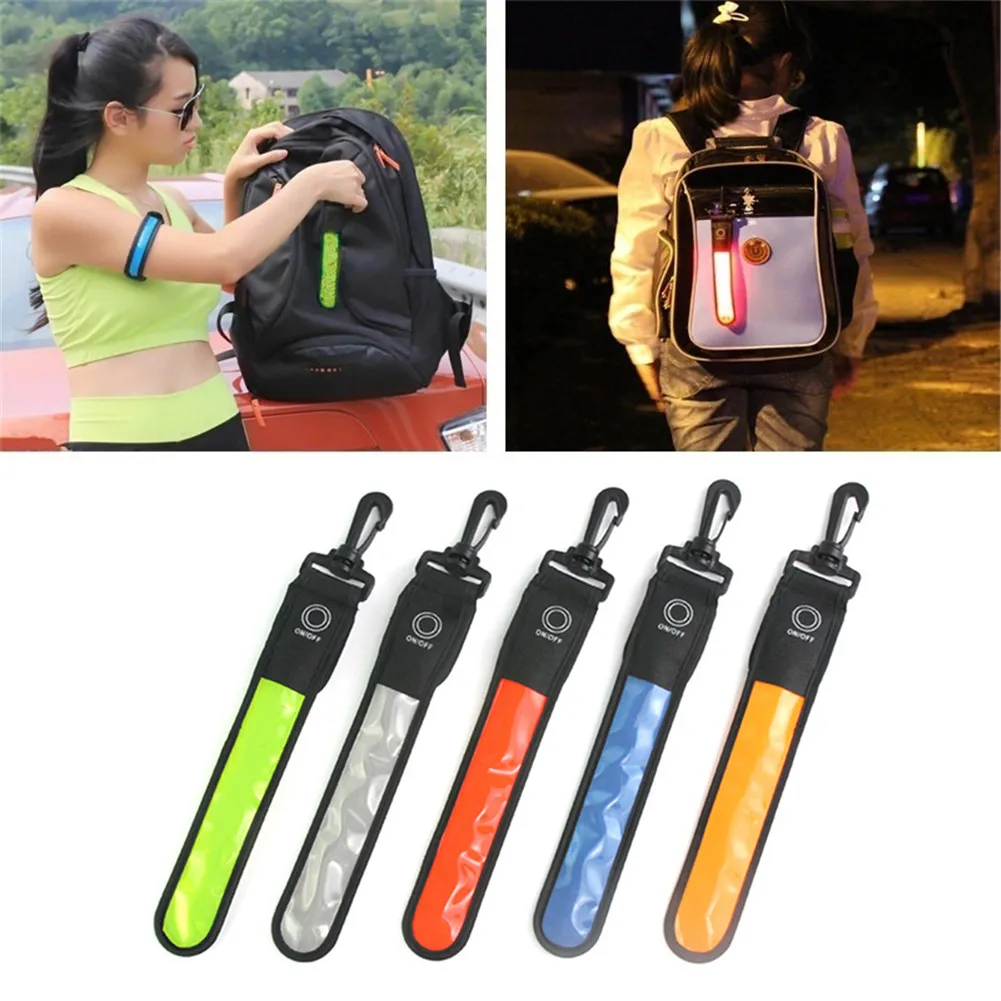 Bag LED Reflective Strap Safety Light Pendant For Outdoor Sports Riding Night Running Mountaineering