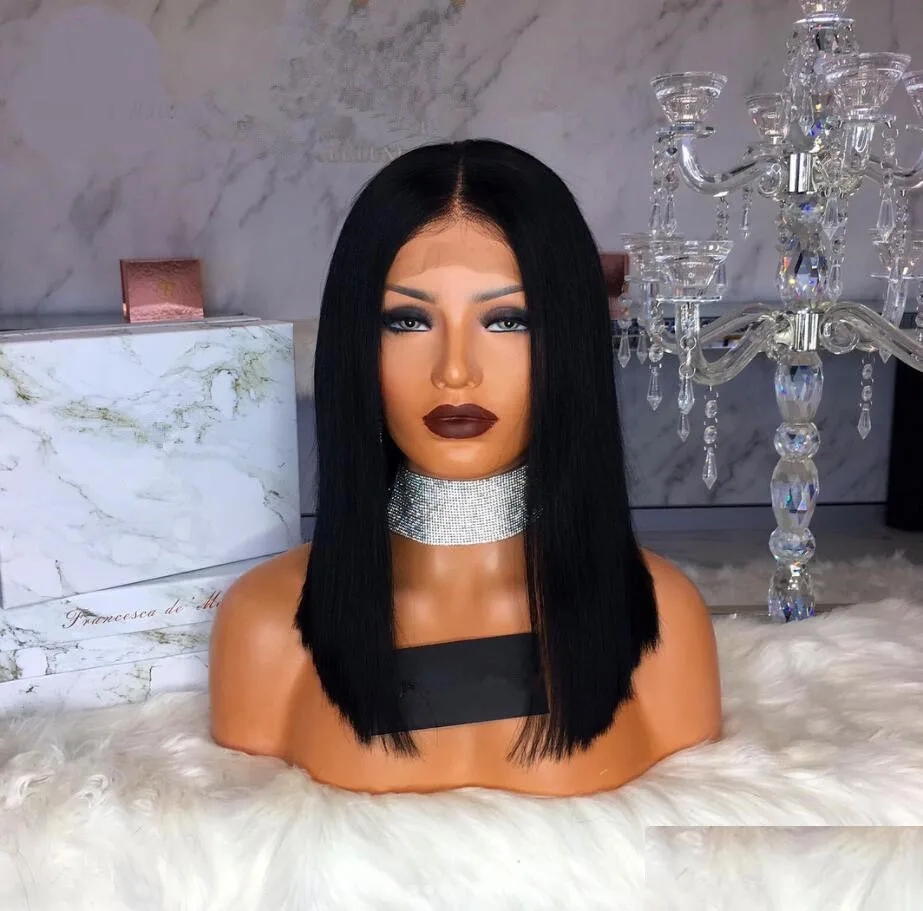 DLME Daily Or Party Natural Hairline Synthetic Lace Front Wig 13*4 Silky Long Straight Black Wigs For Black/White Women