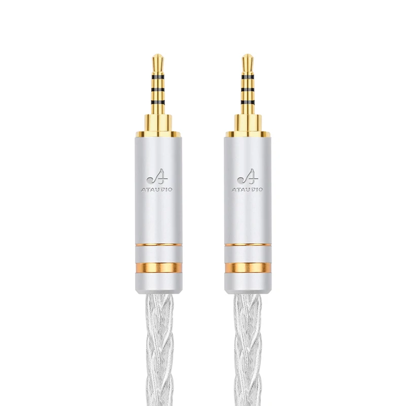 ATAUDIO HIFI 2.5mm TRRS balanced audio cable 2.5 Male to Male plug 8 Core pure silver Headphone Cable 2.5mm male Aux Cable