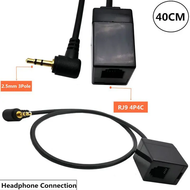 2.5mm TRS Male to RJ9 4P4C Female Plug Headset Jack Telephone o Adapter Training Machine Cable