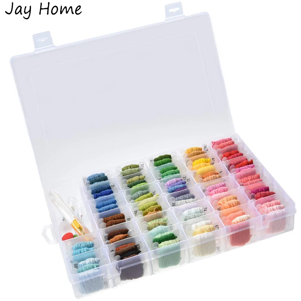 100/50 Colors Embroidery Floss Set Cross Stitch Thread Friendship Bracelets Floss with Organizer Storage Box Cross Stitch Tools