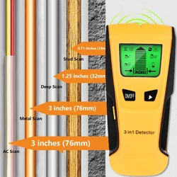 Wall Detector 3 in 1 Multifunctional Wall Detector Metal Detector Find Wooden Needle Metal Cable Detector Wall Scanner