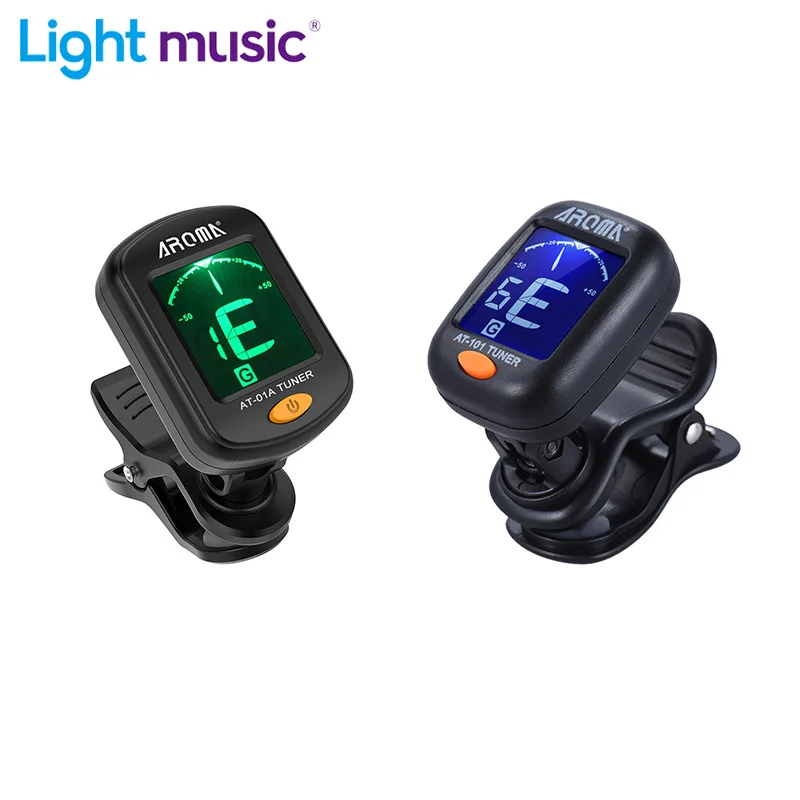 AROMA AT-01A/101 Guitar Tuner Foldable Rotatable Clip-on Tuner High Sensitivity for Bass Ukulele Chromatic Guitar Accessories