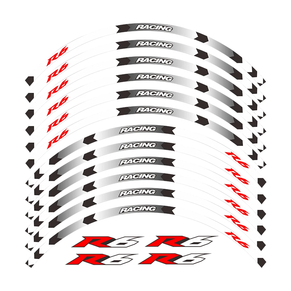 8 color for YAMAHA YZF R6 motorcycle 17inch  wheel decals Reflective stickers rim stripes YZF R6 motorbike YZF R6
