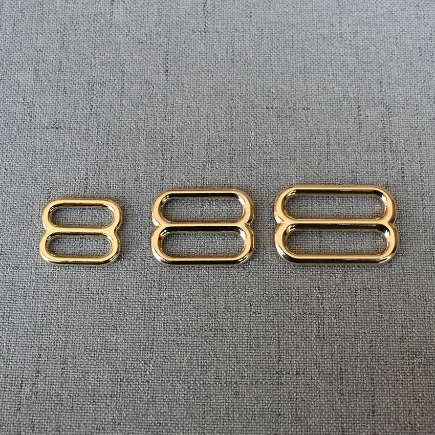 1 Pcs/Lot 15mm 20mm 25mm Golden Metal Tri-Glides Adjuster Sliders Adjustable Buckle For Bag Belt Straps Buckle Garment Sewing