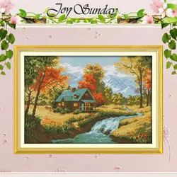 The Autumn Stream Patterns Counted Cross Stitch Set 11CT 14CT 16CT Stamped DMC Cross-stitch Kit Embroidery Needlework Home Decor