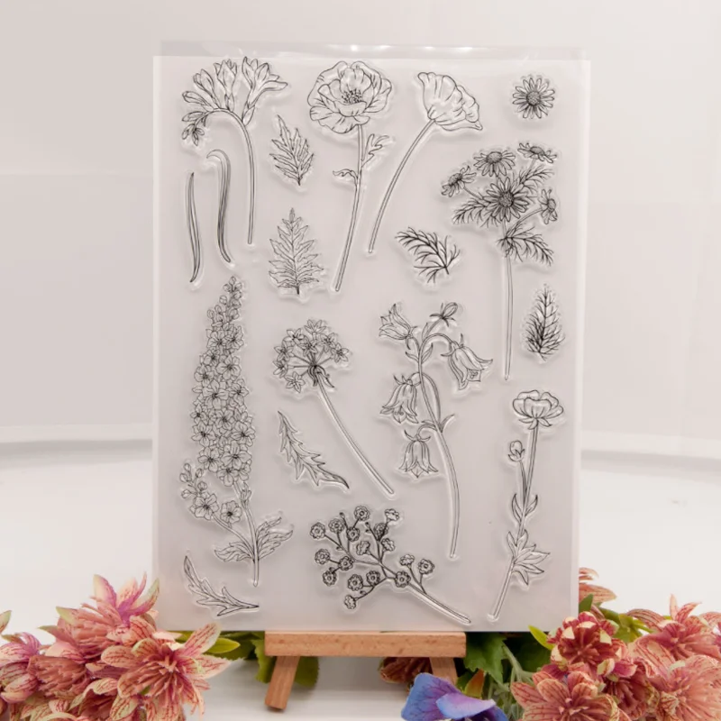 1 Sheets Bouquet Transparent Silicone Stamp DIY Scrapbooking Rubber Coloring Embossed Diary Decor Template Reusable 15*21cm