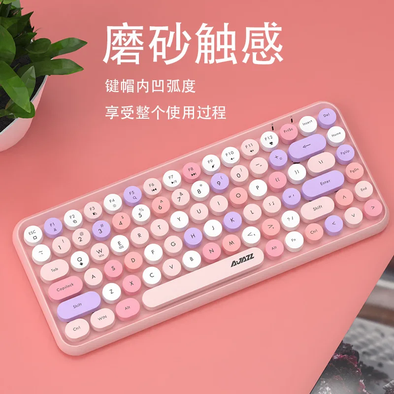 أسود Jue 308i لوحة المفاتيح اللاسلكية بلوتوث باد كمبيوتر لوحي صغير مكتب الوردي فتاة لطيف