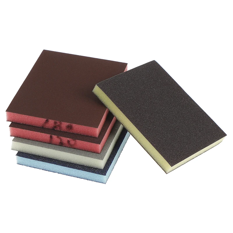 2pc 120-1000grit Polishing Sanding Sponge Block Pad Sandpaper Assorted Abrasive Tool Random Color 120*100*12mm