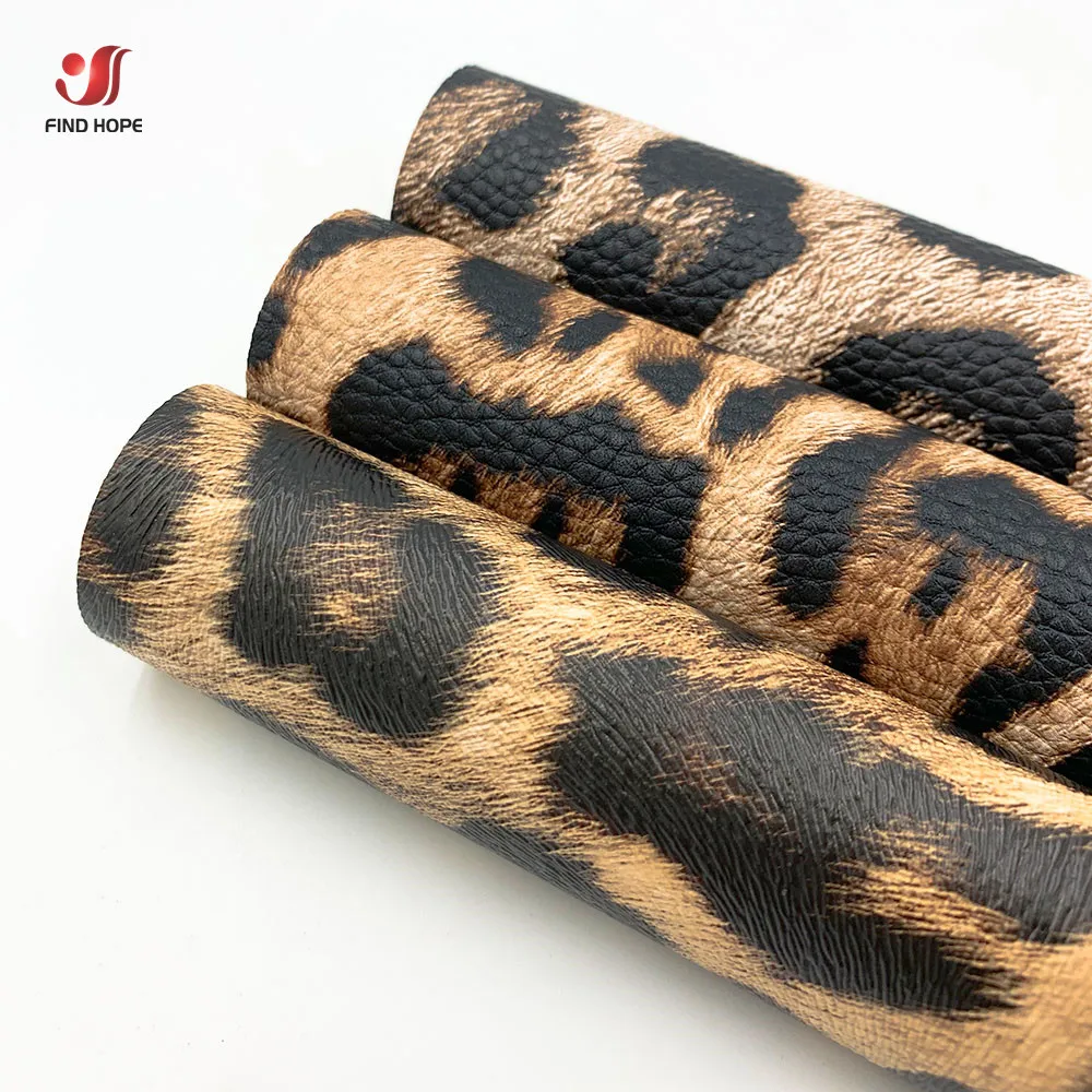 Leopardo impresso pu couro sintético tecido de costura alta qualidade couro para fazer bolsa casaco cabelo laços brinco decoração da boneca presente