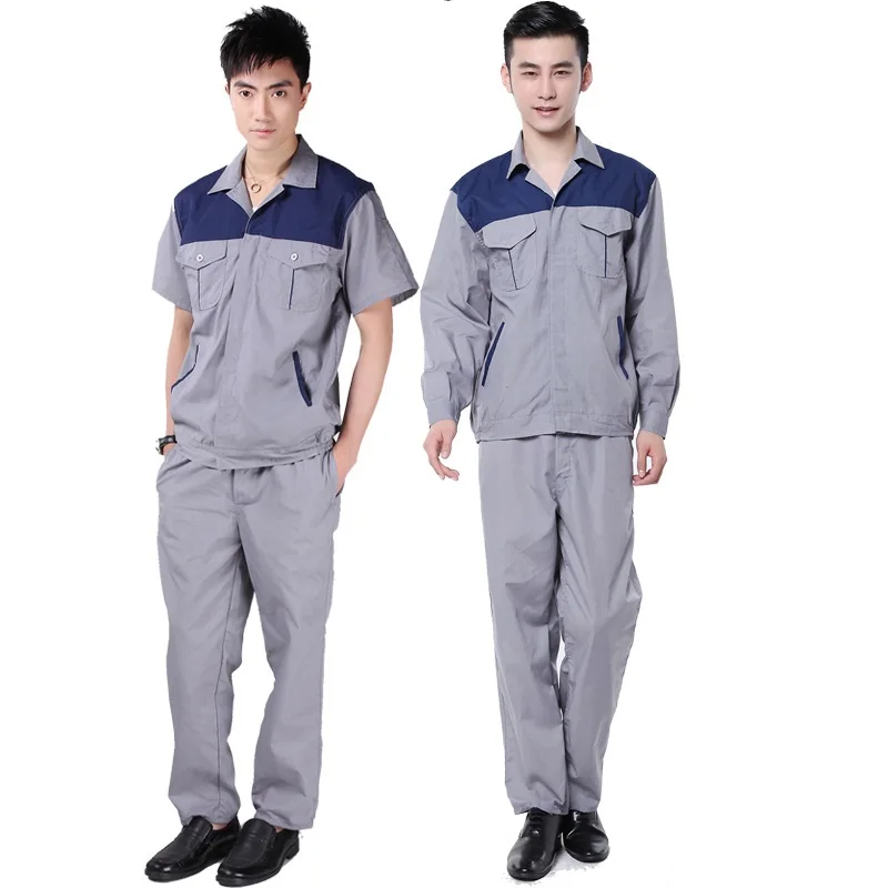 Summer Workwear Working Clothing Set Male/female Factory Uniform Workshop Auto Repair Short-sleeve Coveralls Suit Contrast Color