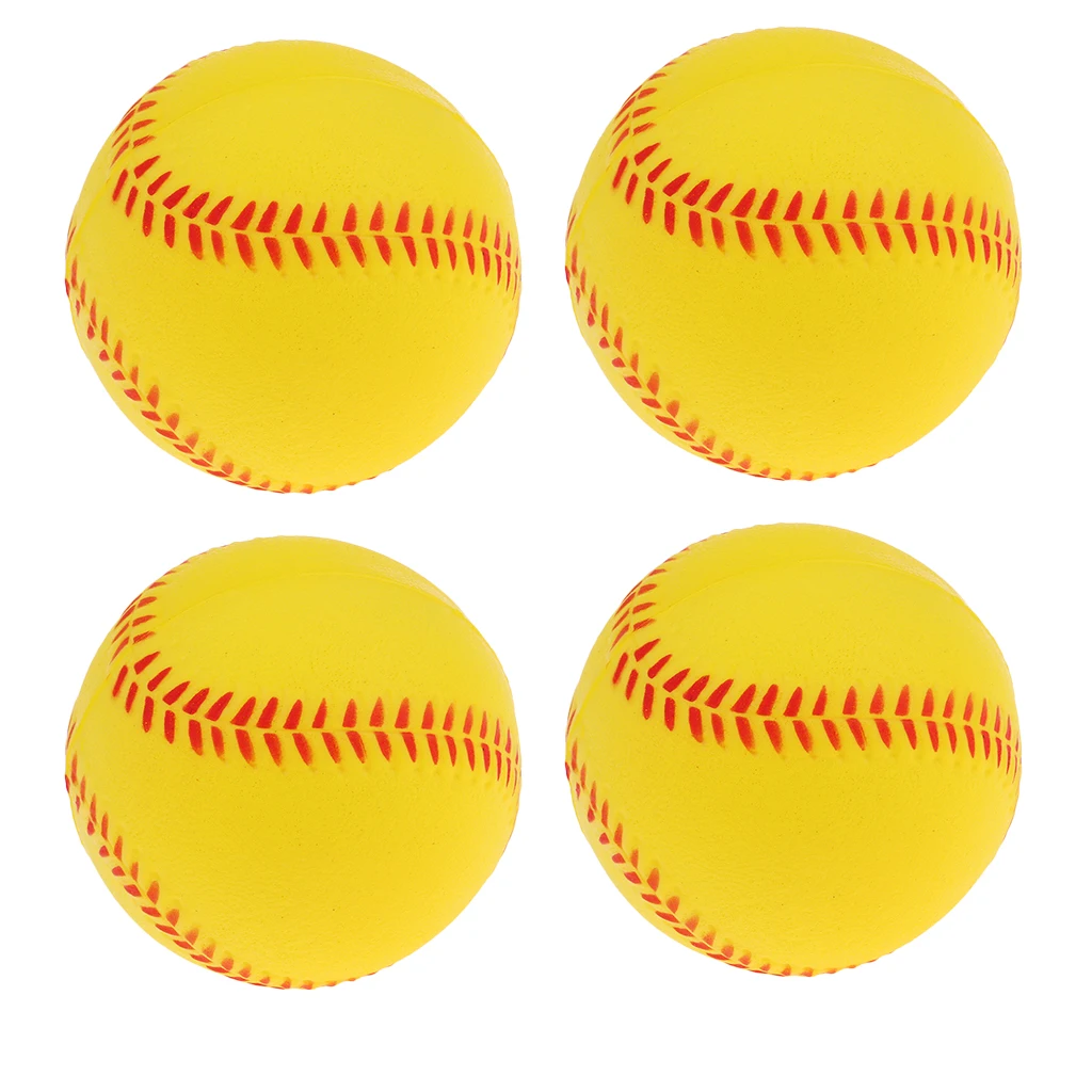 Pelota hinchable de seguridad para ejercicio, práctica de bateo, béisbol y Softball, color amarillo, 4 unidades