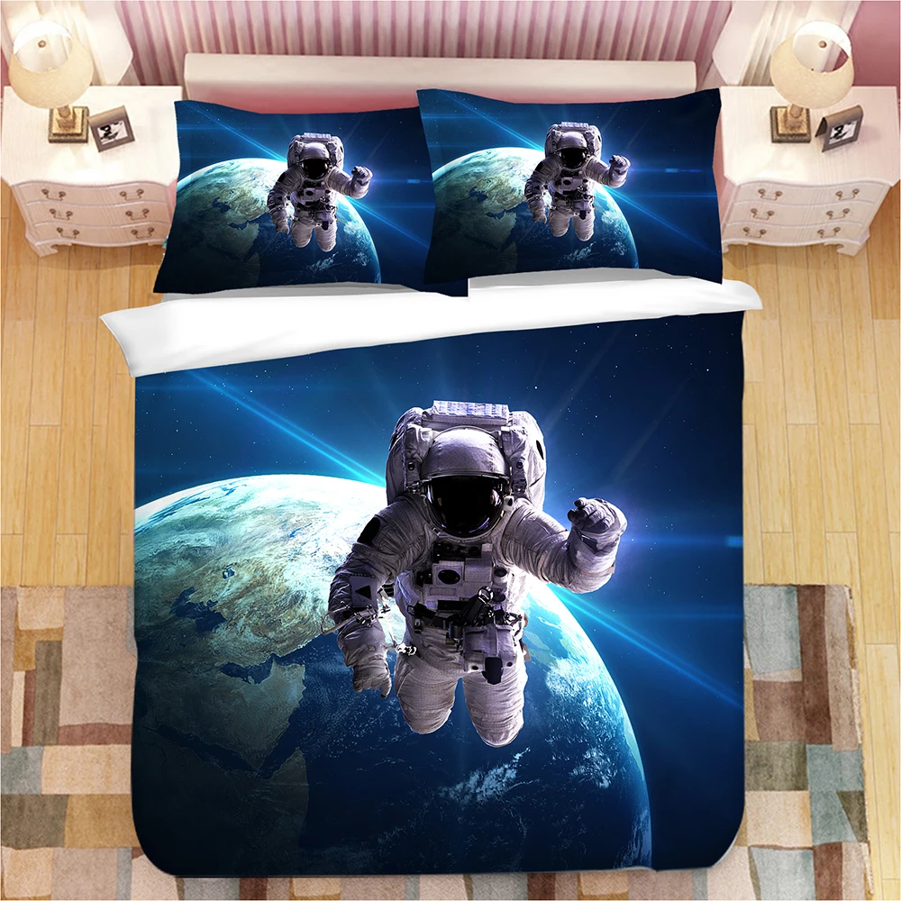 

Space Astronaut Print 3D Bedding Set Duvet Covers Pillowcases One Piece Comforter Bedding Sets Bedclothes Bed Linen