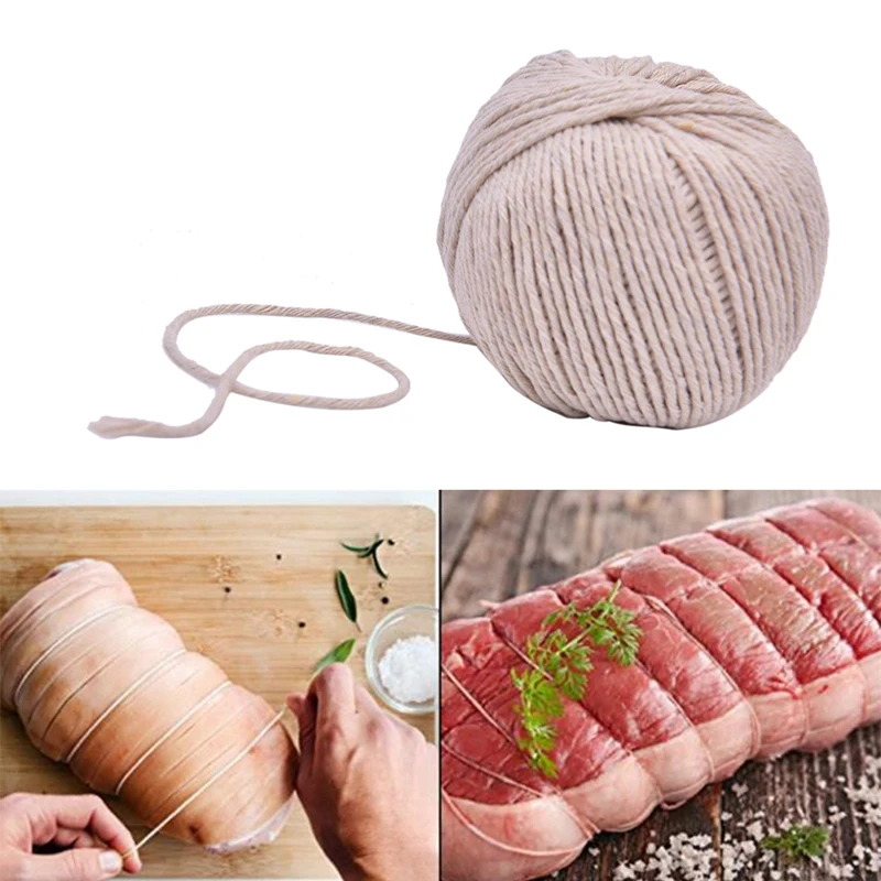 1 Roll 75M Cooking Tools Butcher\'s Cotton Thread Meat Prep Trussing Turkey Barbecue Strings Meat Sausage Tie Rope Cord