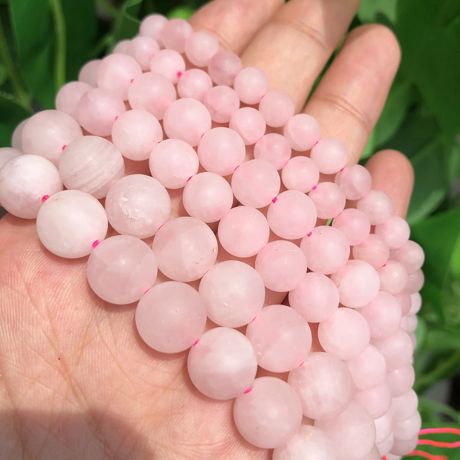 Natural Matte Pink Quartz Stone Dull Polished Loose Round Beads for Jewelry DIY Bracelet Earrings Accessories 15\'\' 4 6 8 10mm