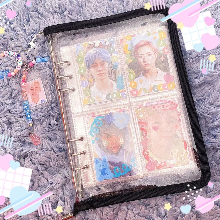 A5 A6 Zipper Binder Journal Notebooks Transparent Photo Postcards Collet Book Organizer Loose-leaf Diary School Stationery