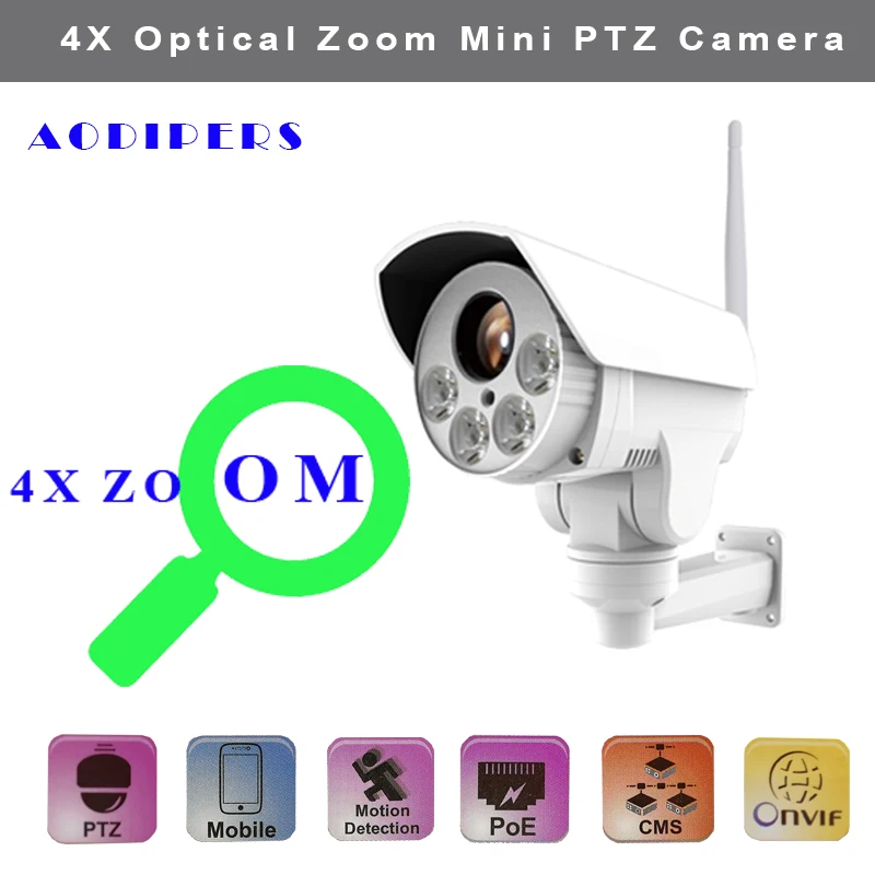 

1080P Mini WIFI PTZ Camera supports H.264 H.265 CMOS 2.8-12mm Motorized Lens Onvif 2.4 wireless Waterproof Speed Bullet Camera