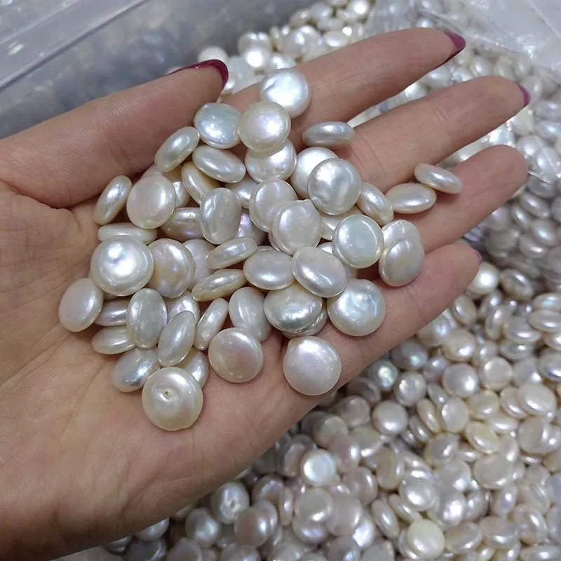 AA Grade Natural Freshwater Pearl Loose Beads 11-12mm Baroque Non-porous Coin Button Bead Making DIY Necklace Bracelet Jewelry