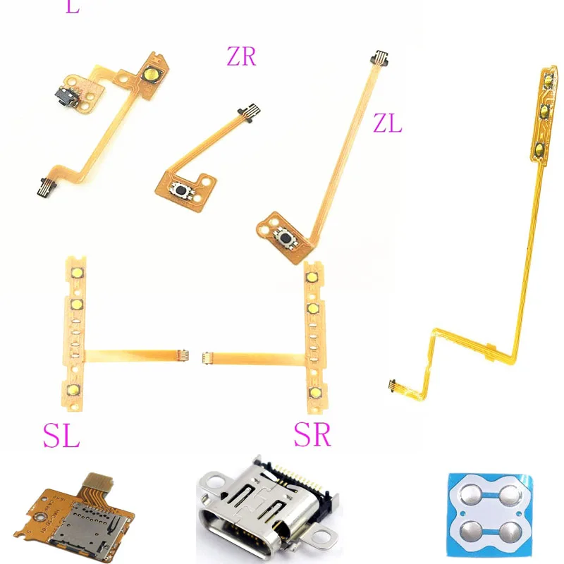 NS Repair Kit for Nintendo Switch Joy-Con NX Controller SL/SR ZR/ZL/L Button Ribbon Flex Cable SD TF Card Slot Type-C Socket