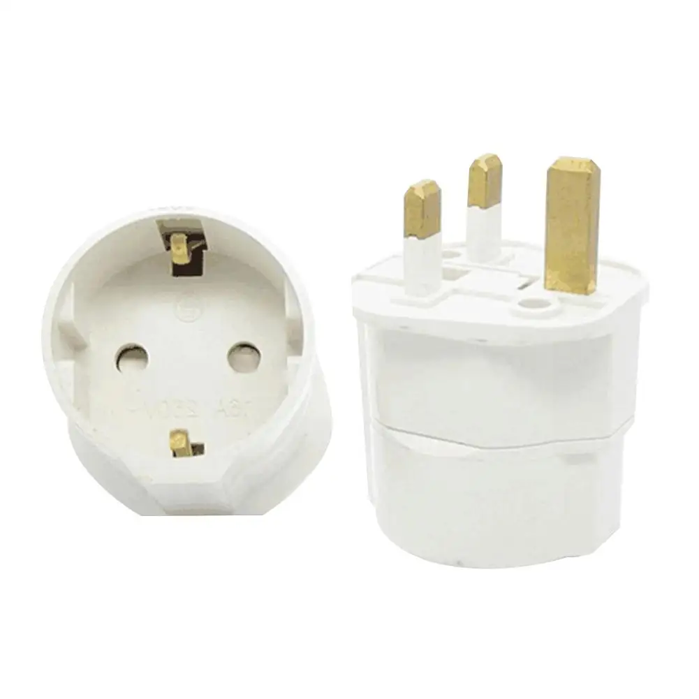 1 Pcs EU To UK Plug 2 Pin To UK 3 Pin Plug Conversion Socket Adapter Plug With Erdung DC 250V 16A Max 3250W