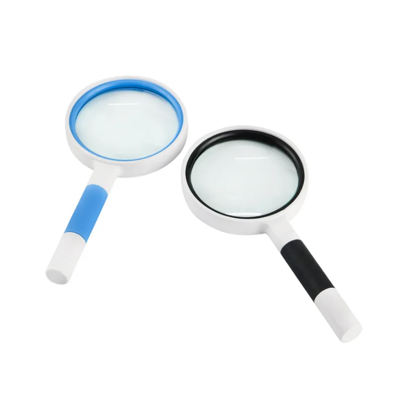 Portable handheld reading magnifying glass 6X with glass lens anti-skid handle for the elderly to read books antiques