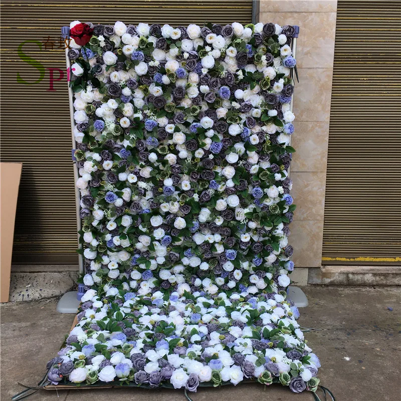 

SPR DIY big size roll up mix color silk artificial rose wedding backdrop stand flower wall