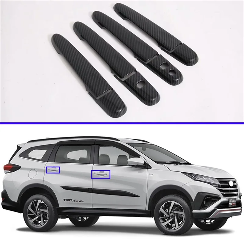 

Car Styling Accssories For Toyota RUSH 2018 2019 2020 F800 F850 ABS Carbon Fiber Style Car External Door Handle Cover Trims