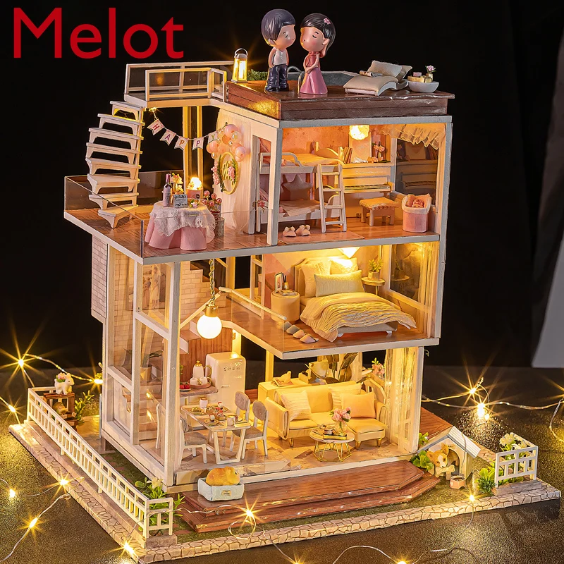 Handmade Music Box Music Box Sky City DIY Girls Creative Valentine's Day 2021 New Year Holiday Birthday Gift