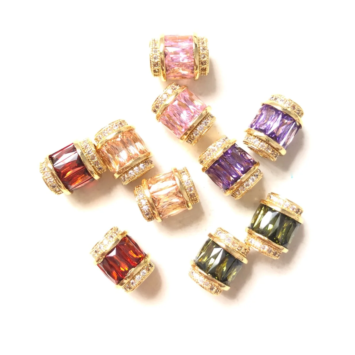 

10pcs 9.5x12mm Mix Colors Rhinestone Paved Hole Spacers Beads for Girl Jewelry Necklace Bracelet Earring Handmade DIY Accessory