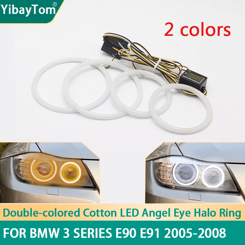 Excellent SMD Cotton Light Switchback LED Angel Eye Ring DRL Kit For BMW 3 Series E90 E91 2005-2008 Xenon Headlights