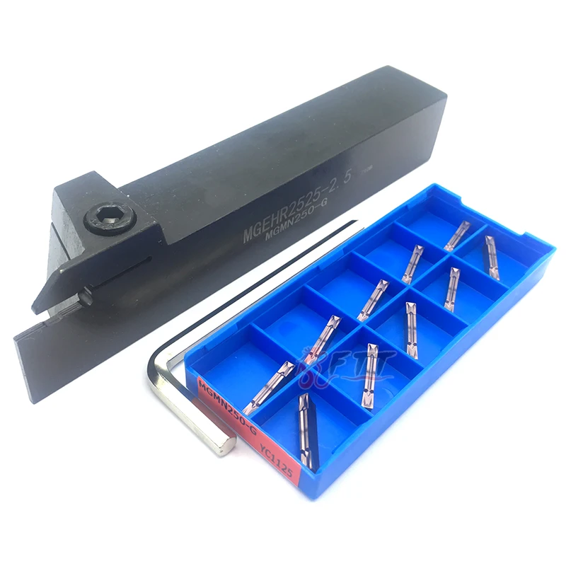 Juego de Herramientas de ranurado externo, insertos de carburo de alta calidad, MGMN250 G YC1125, 2,5mm, 1 MGEHR2525-2.5, 10 Uds.