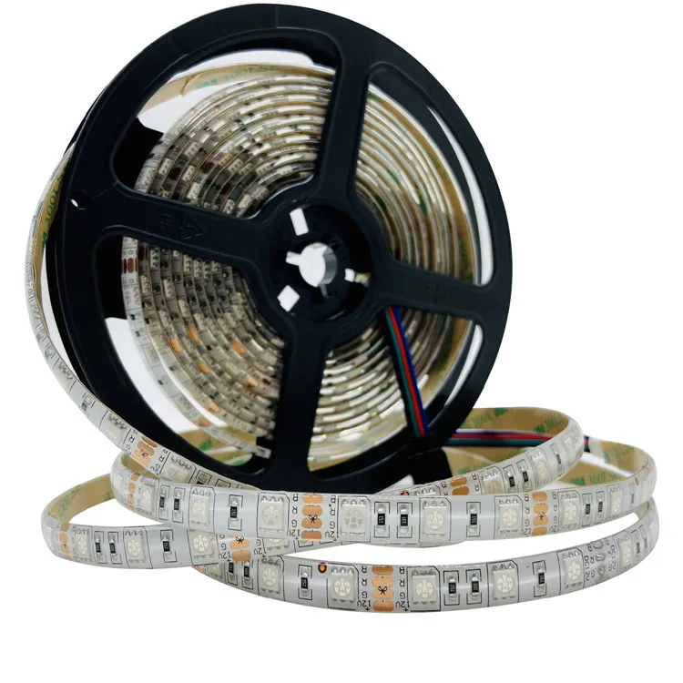 DC12V 24V Led Strip Rgb SMD5050 Waterdichte 5M Flexibele Zwart/Wit Pcb Rgb Led Strip Licht Tape diode Lint Tv Backlight